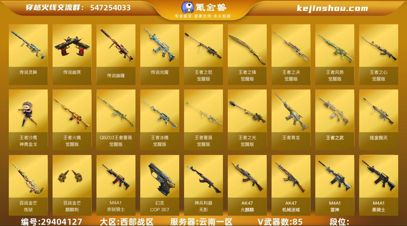 西部战区（云南一区）【金狐套装+挑战九阶全...