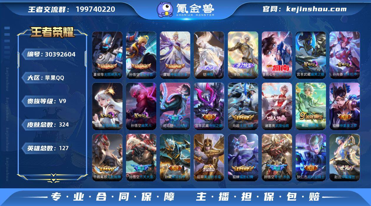 苹果Q-V9-最强王者段位-127英雄-3...