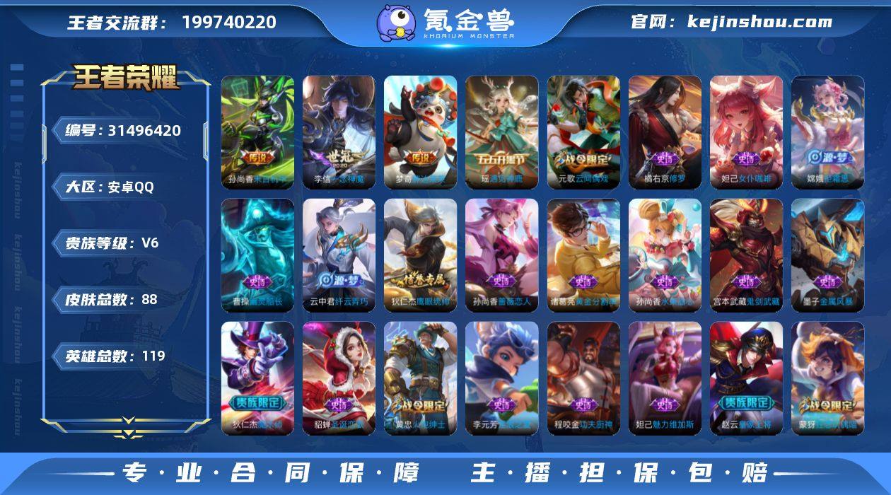 贵族6/皮肤88/传说3/史诗21/英雄1...