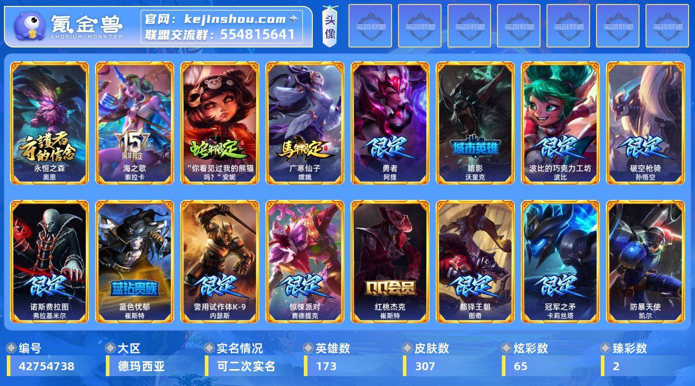 t52977【德玛西亚】 307皮肤 65...