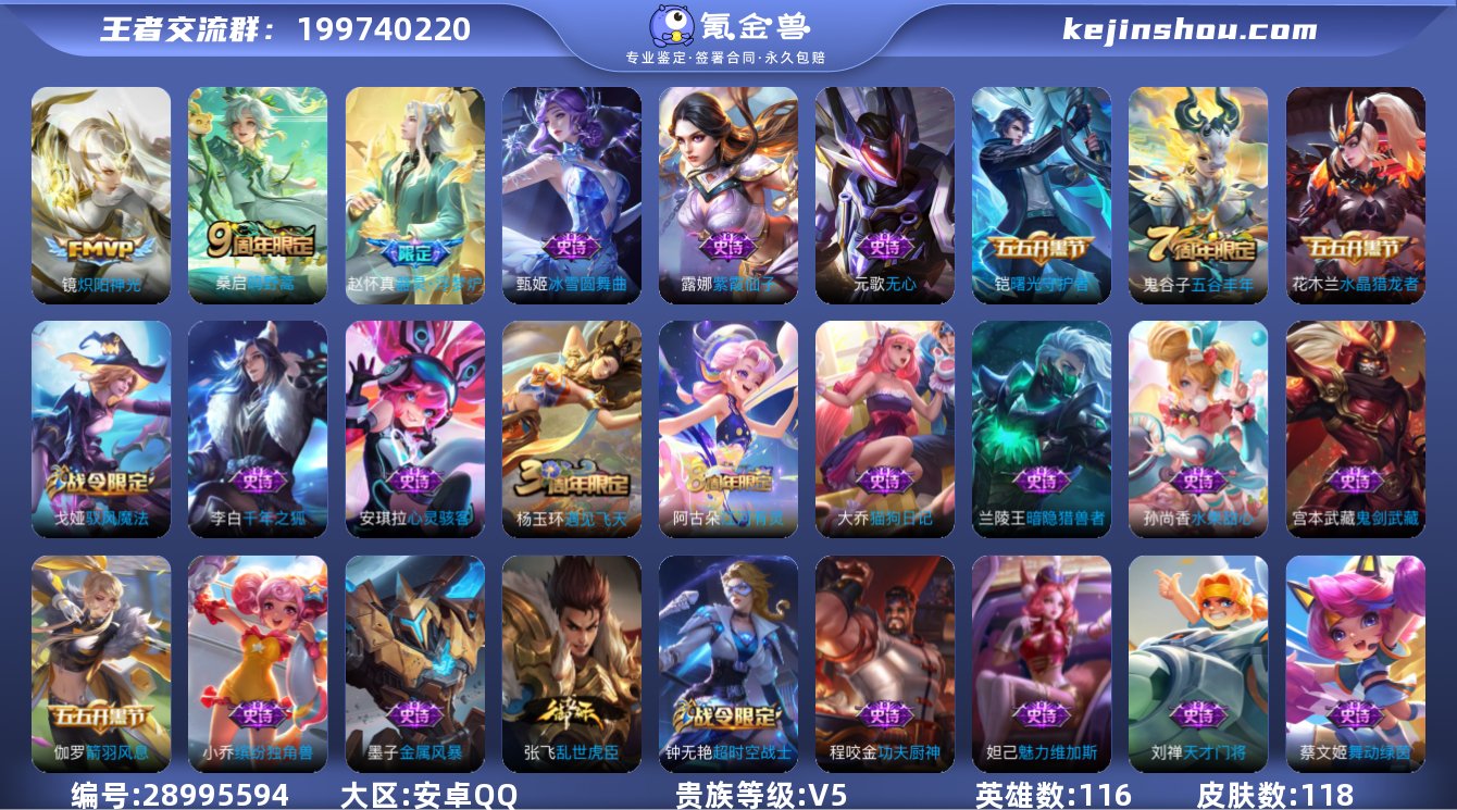 XSW890【118皮肤V5 2传说】安卓...