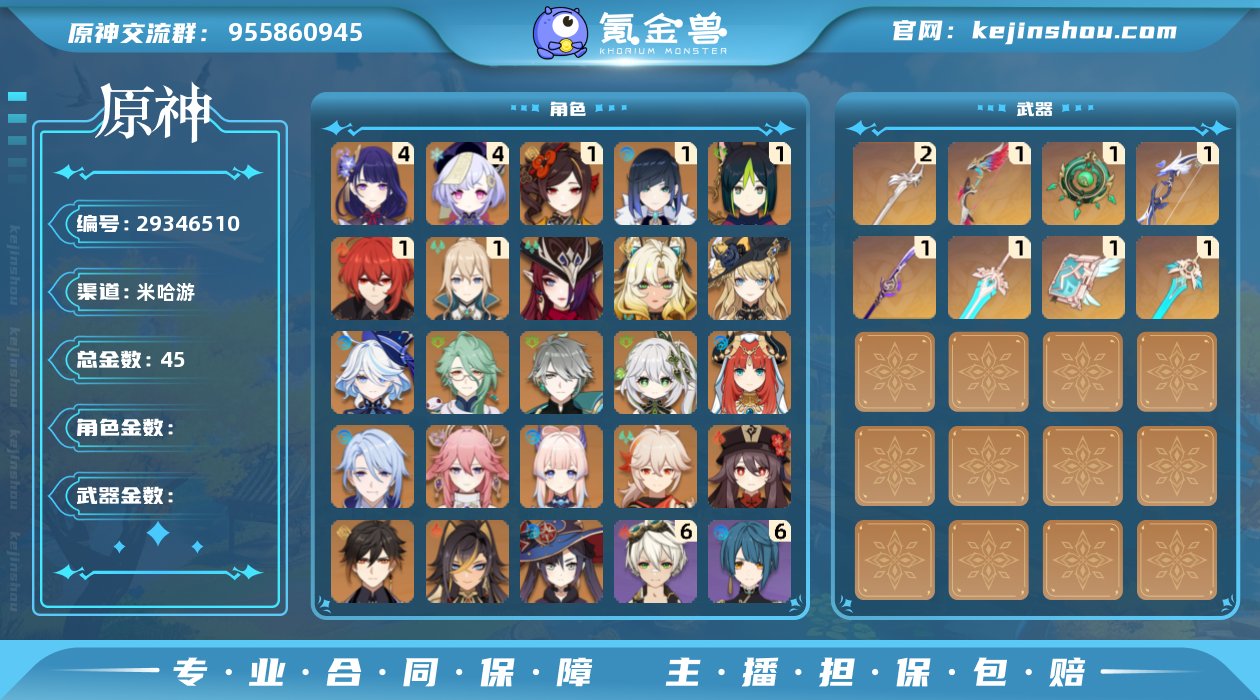 【原神】冒险等级:59,五星数量:31,五...