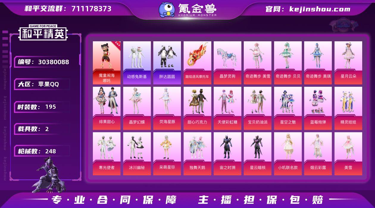 1红装 26粉装 7粉枪 2载具 195套...