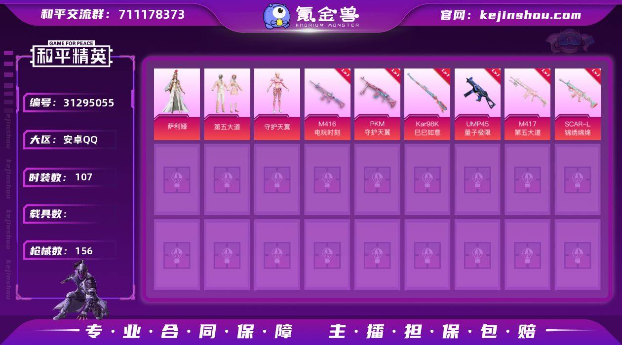 4粉装 7粉枪 1稀有装备 107套装 1...