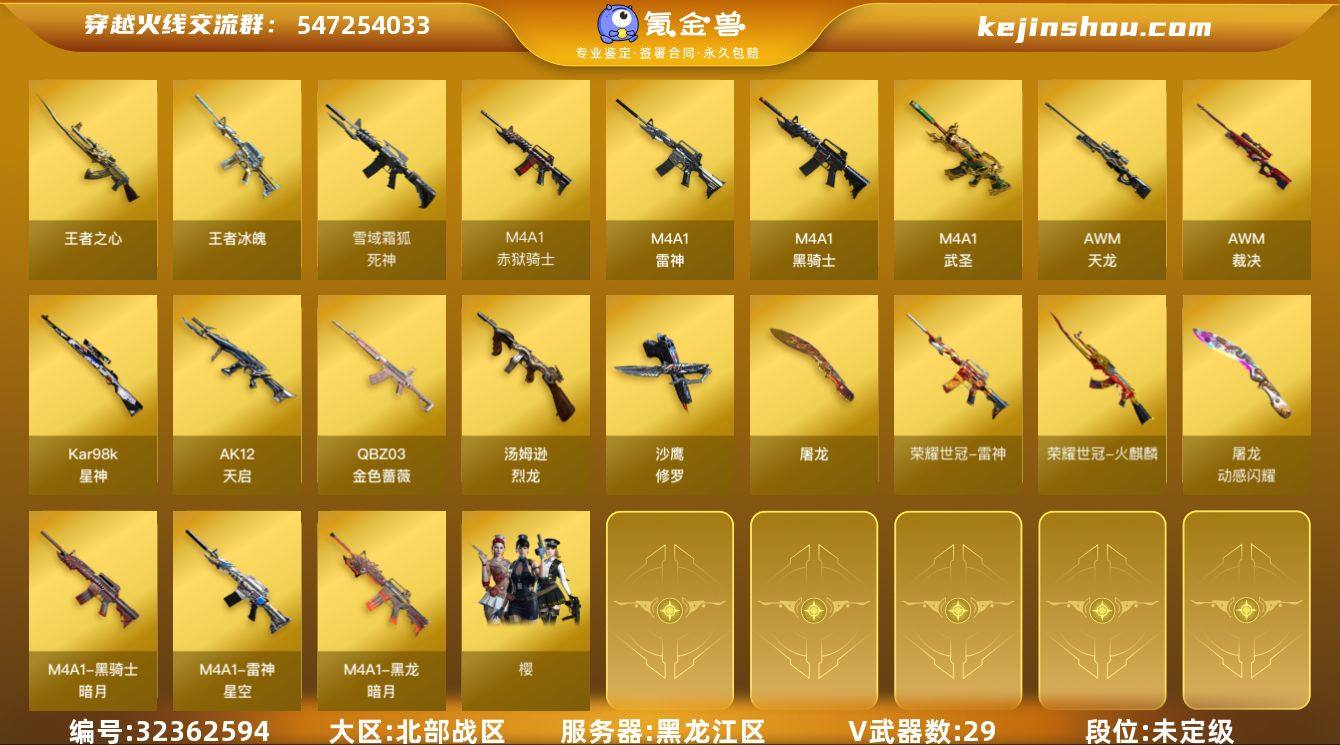 黑龙江区-31V-2王者武器数-0炫金武器...