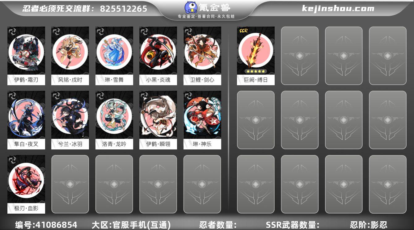 忍阶:影忍 零命风铭·戌时，零命隼白·夜叉...