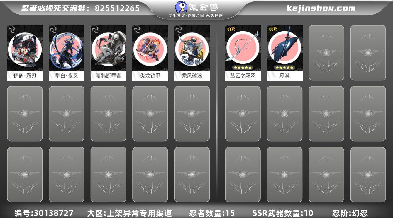 忍阶:幻忍 忍者数量:15 六命隼白·夜叉...