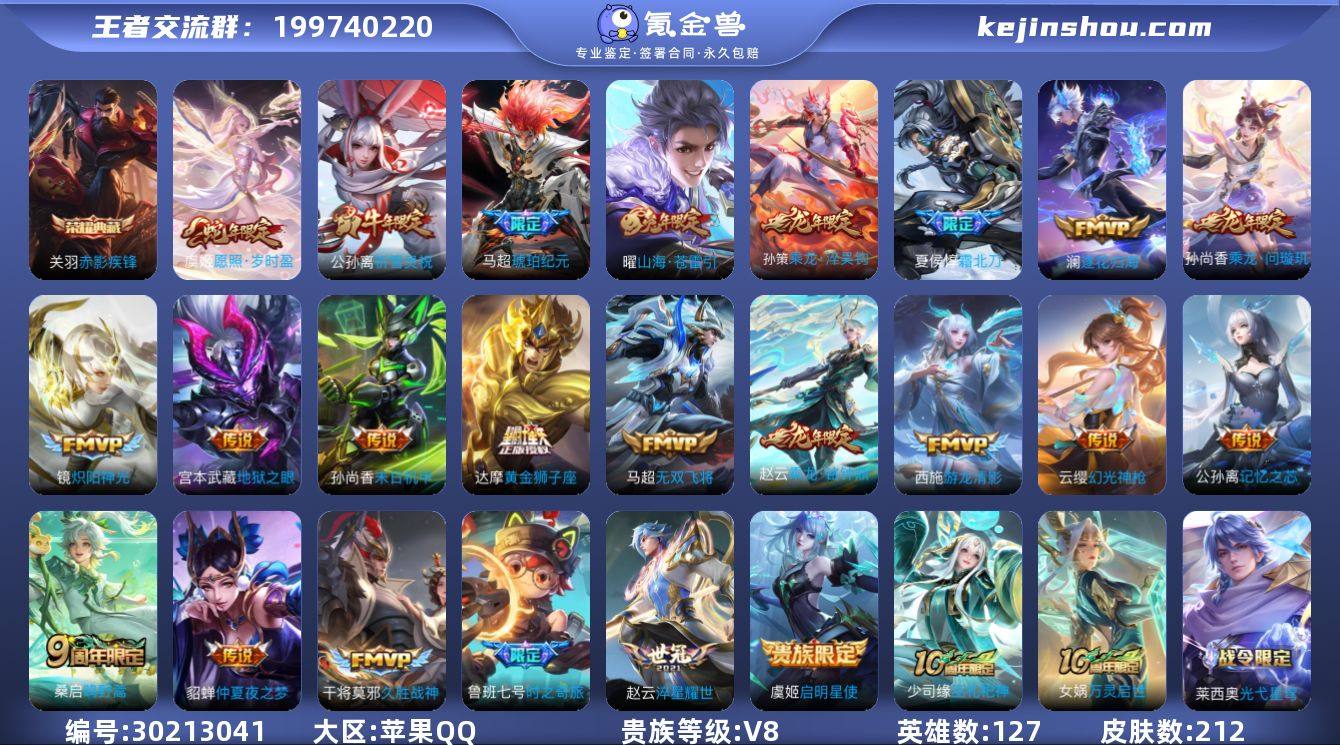 贵族8/皮肤212/典藏1/传说25/史诗...