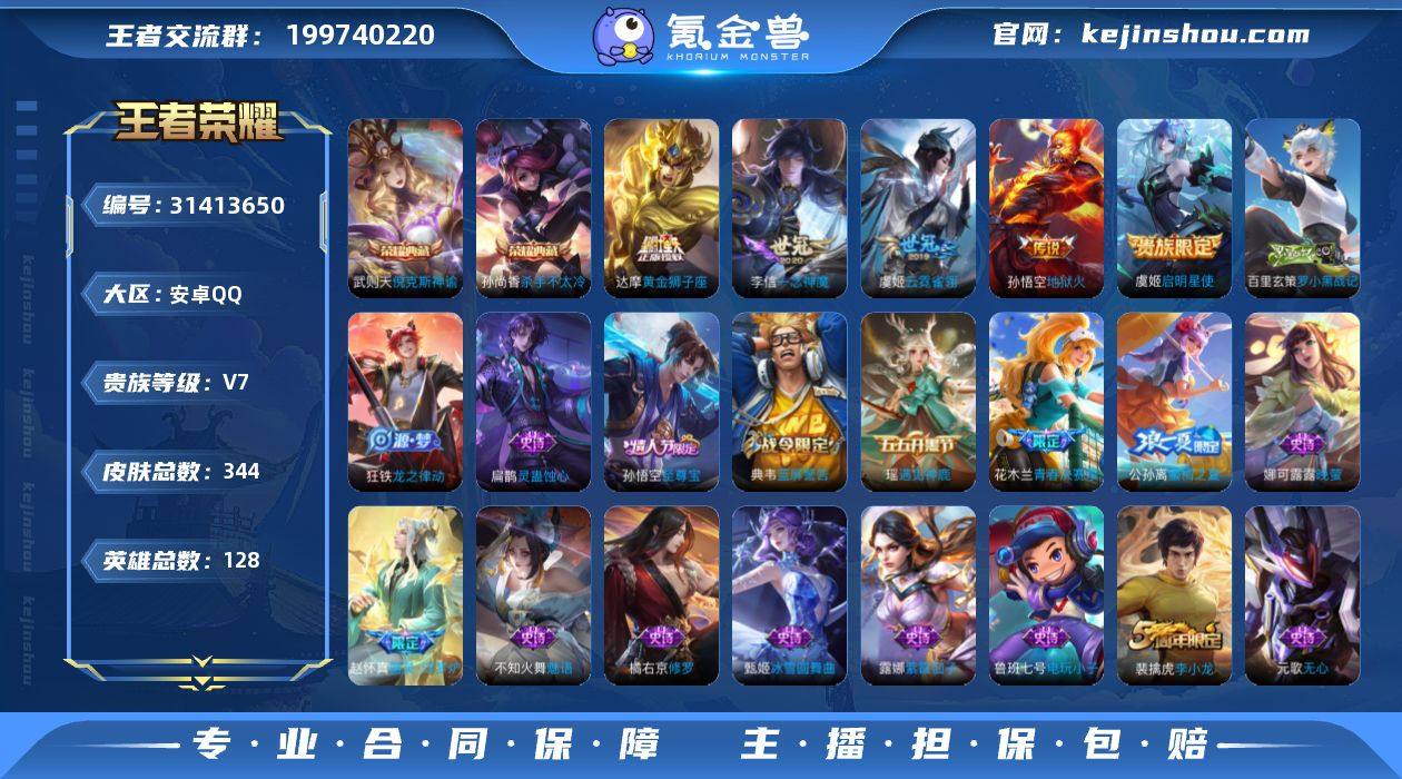 贵族7/皮肤344/典藏2/传说6/史诗9...