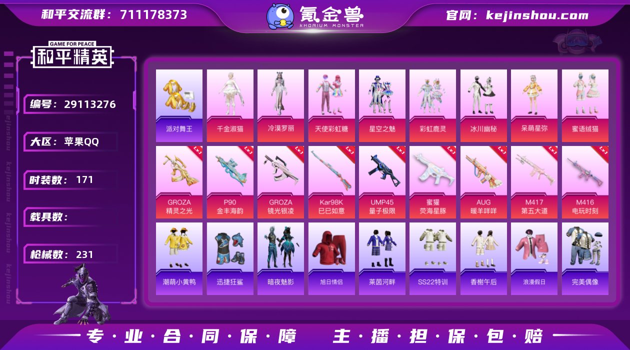 8粉装 10粉枪 2稀有装备 11印记 1...