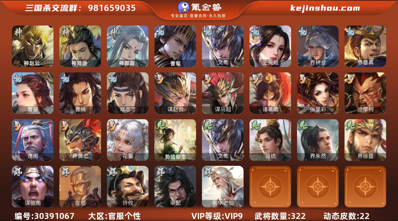 官阶:骠骑将军；VIP等级:VIP9；史诗...