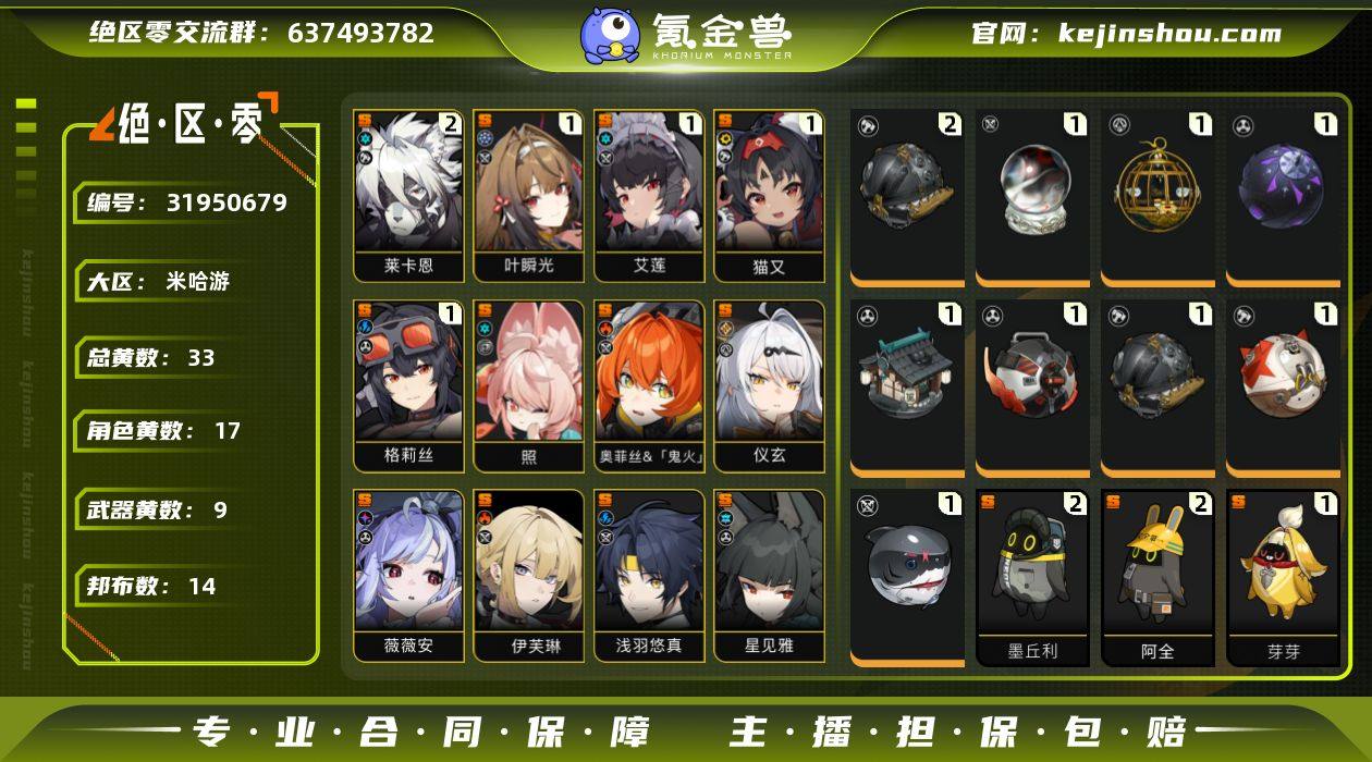 冒险等级:57 总黄数:33 五星角色数:...