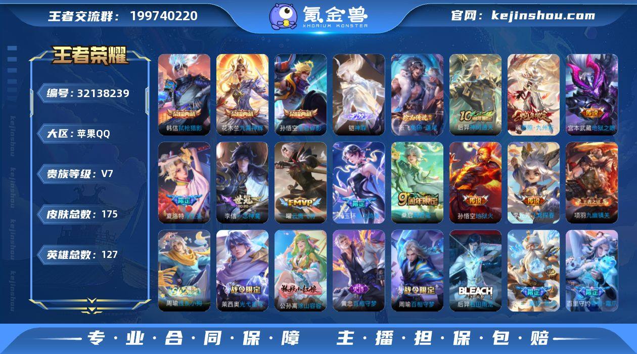 【XY647】贵族7/皮肤175/典藏3/...