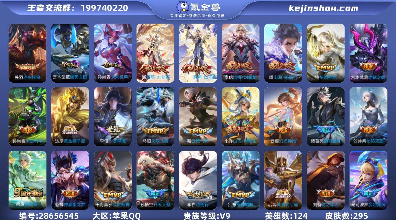 V9 1典藏 39传说 2星元 295皮肤...