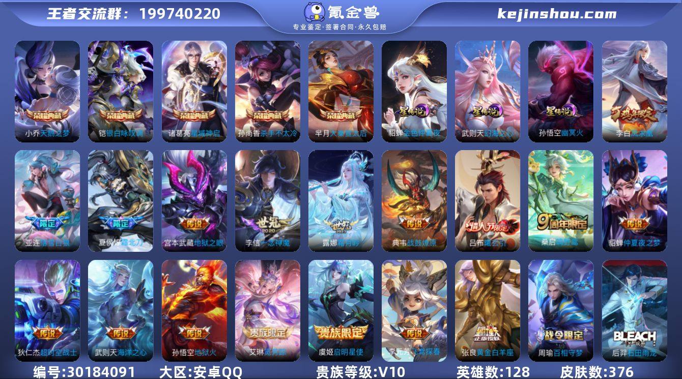 V10 6典藏 20传说 3星元 376皮...