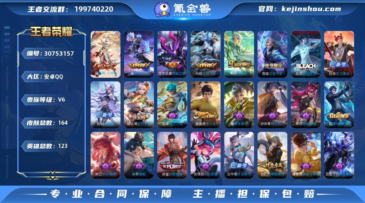 贵族6/皮肤164/传说5/史诗44/英雄...