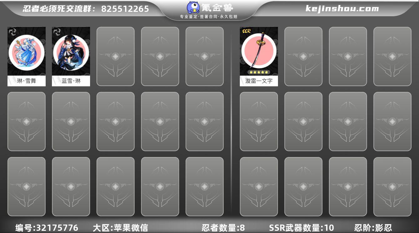 忍阶:影忍 忍者数量:8 一命琳·雪舞 蓝...