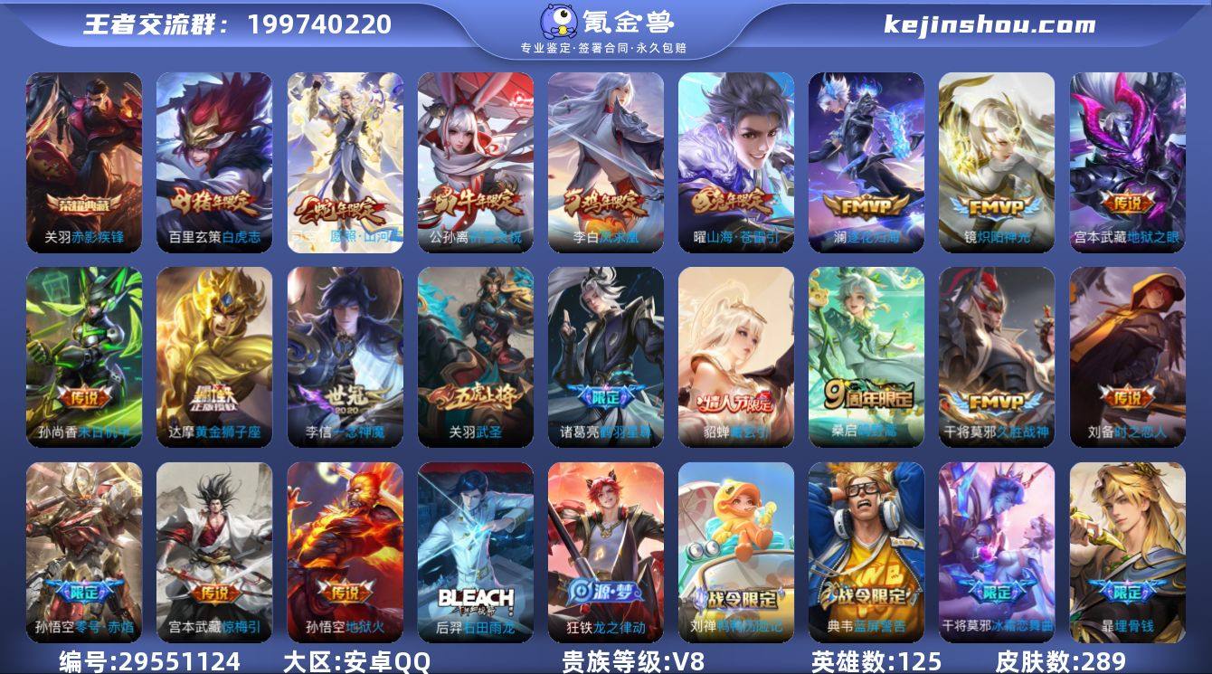 125英雄-289皮肤-安卓QQ/V8/最...