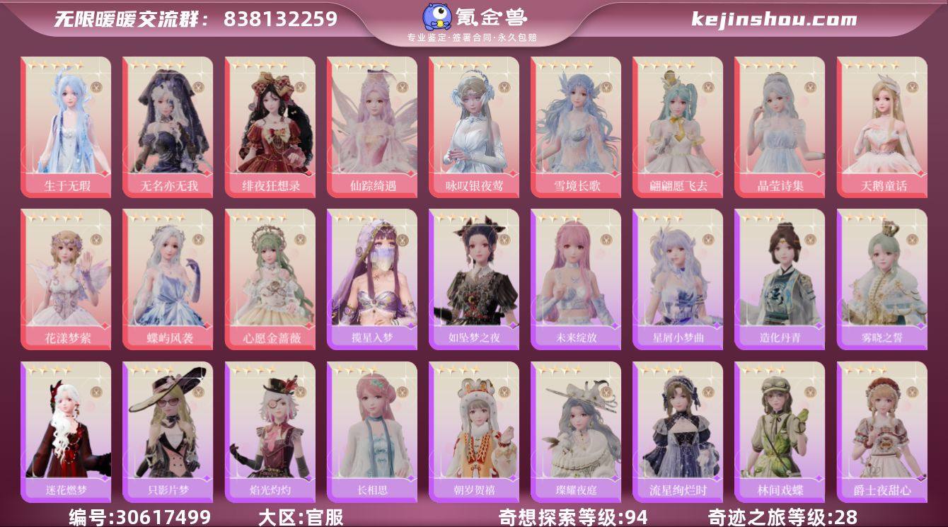 奇迹之旅等级:28 奇想探索等级:94 生...