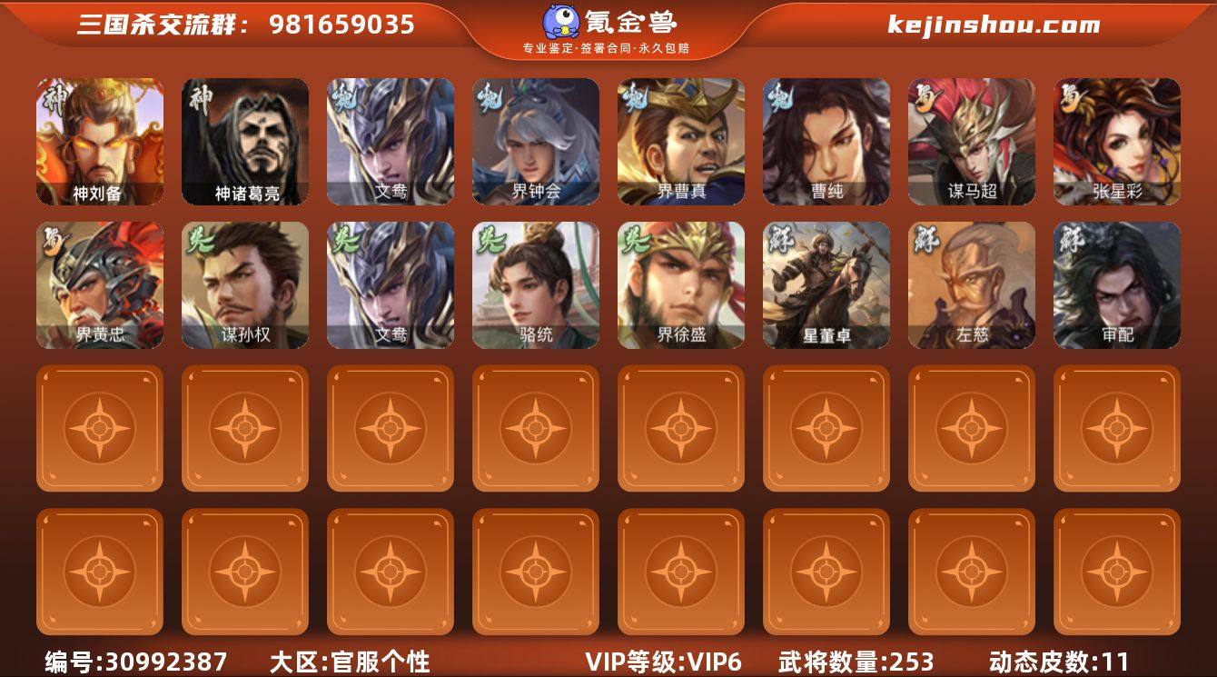 官阶:骠骑将军；VIP等级:VIP6；史诗...