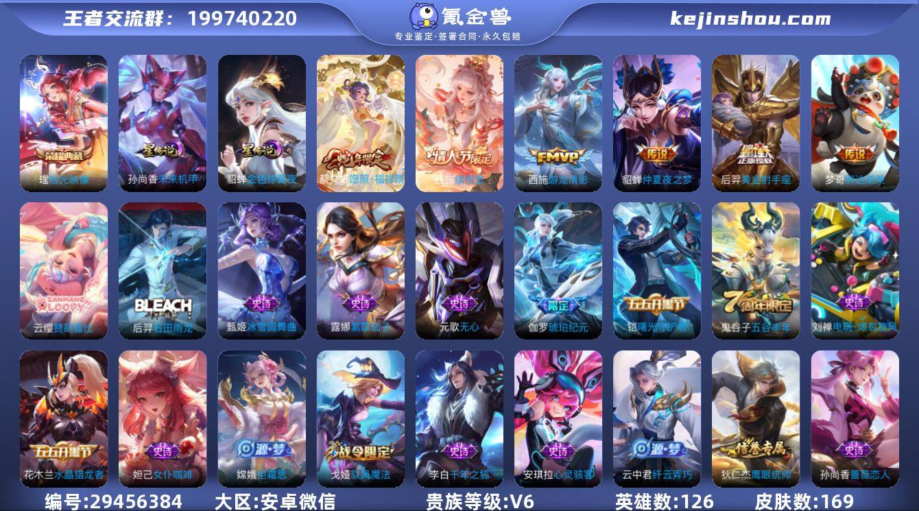 V6 1典藏 8传说 2星元 169皮肤 ...