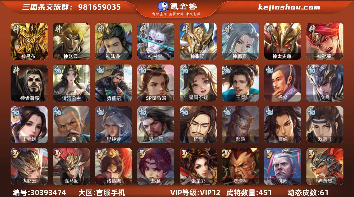 官阶:大将军;VIP等级:VIP12;史诗...