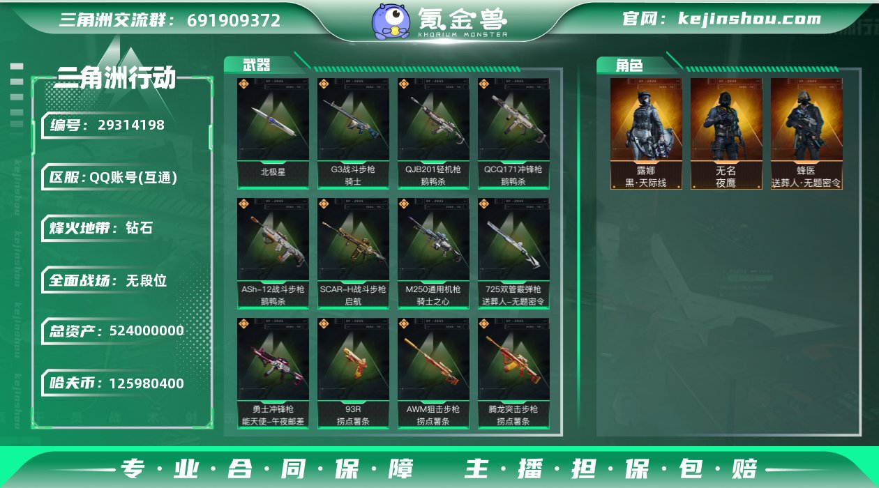 总资产:524000000 哈夫币:125...