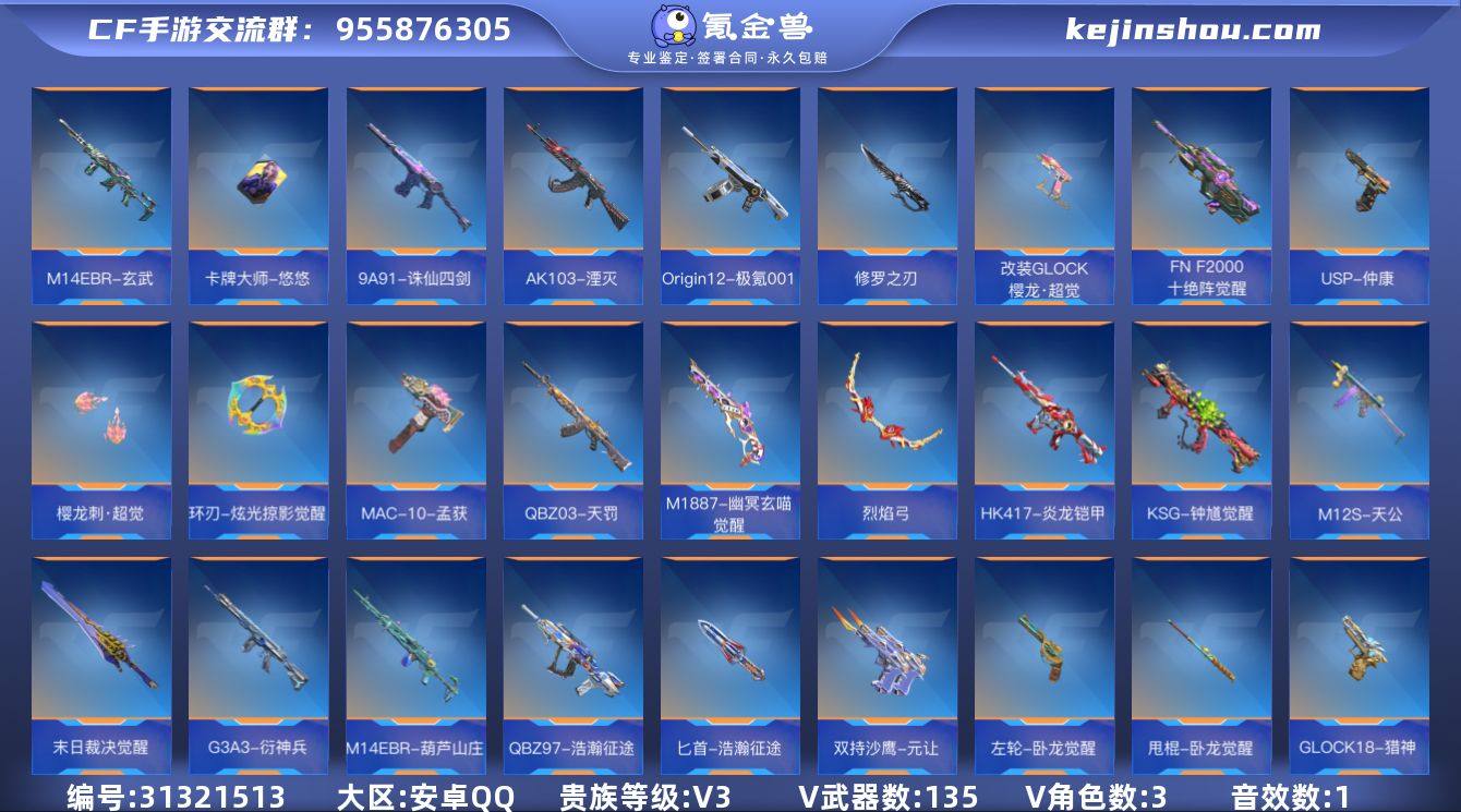 贵族等级:V3 王者武器数:6 v武器数:135