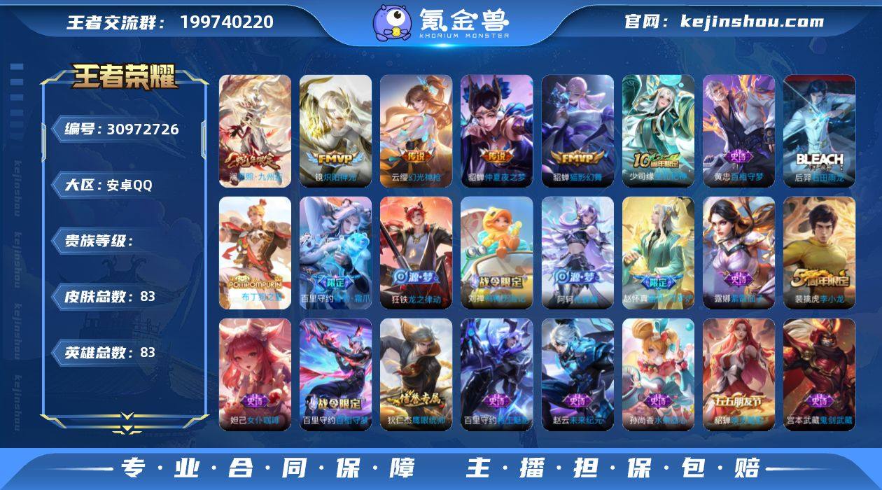 安卓Q 可二次 6传说 83英雄83皮肤 ...