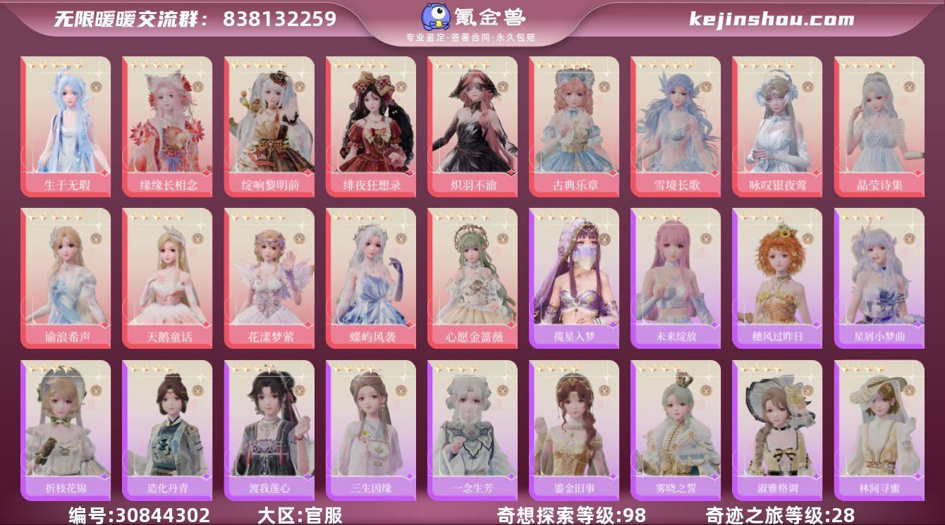 奇迹之旅等级:28 奇想探索等级:98 生...