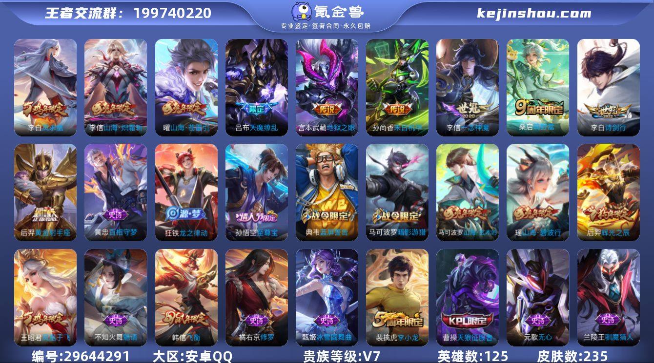 【特价出售】安卓q-V-235皮肤10传说...