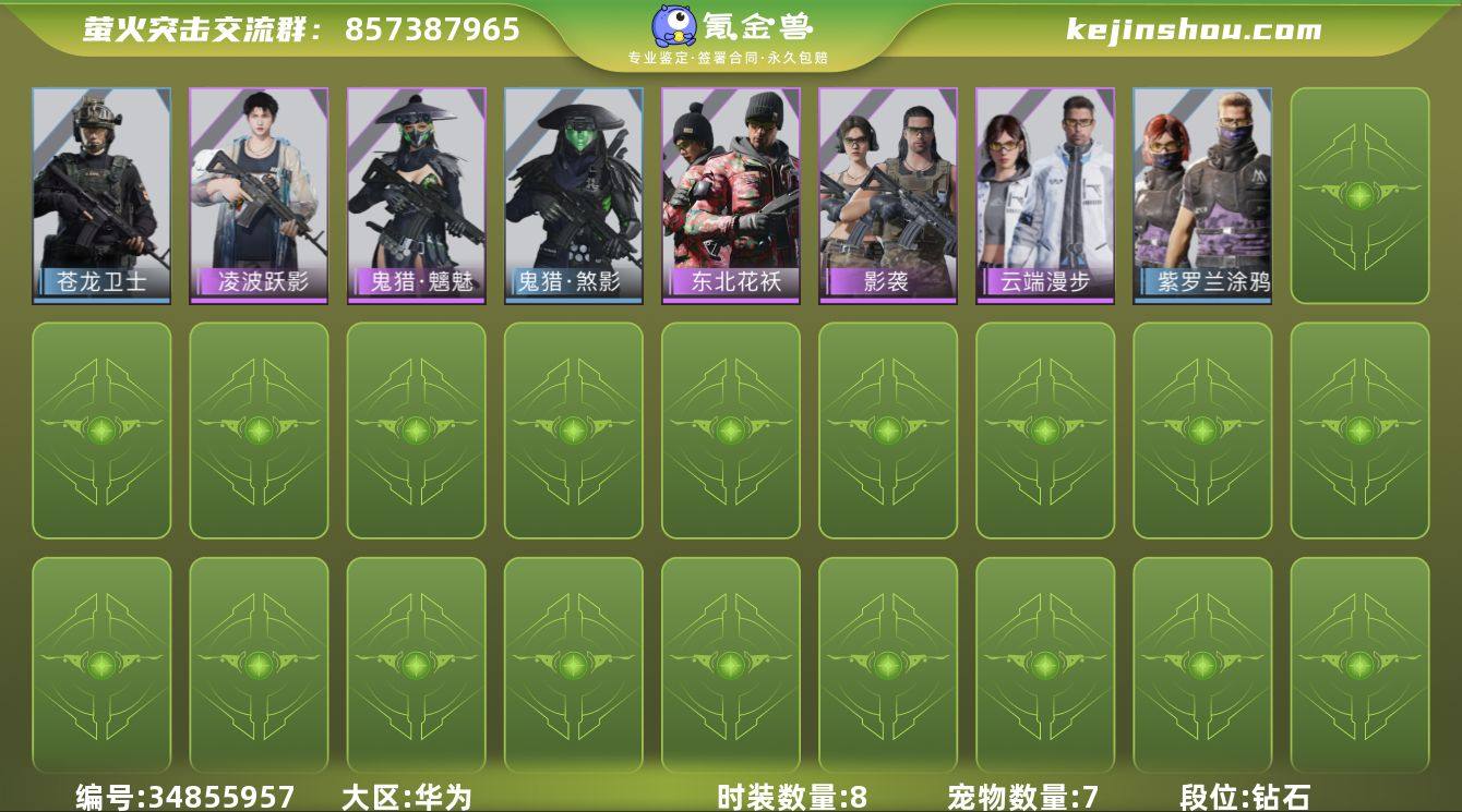 时装数:8 宠物数量:7 苍龙卫士 太阳神...