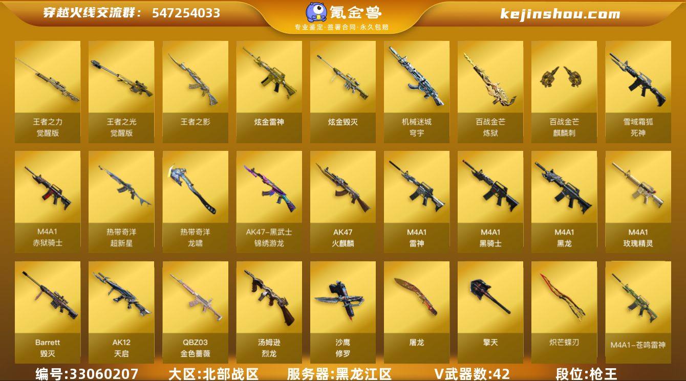 黑龙江区-50V-4王者武器数-2炫金武器...