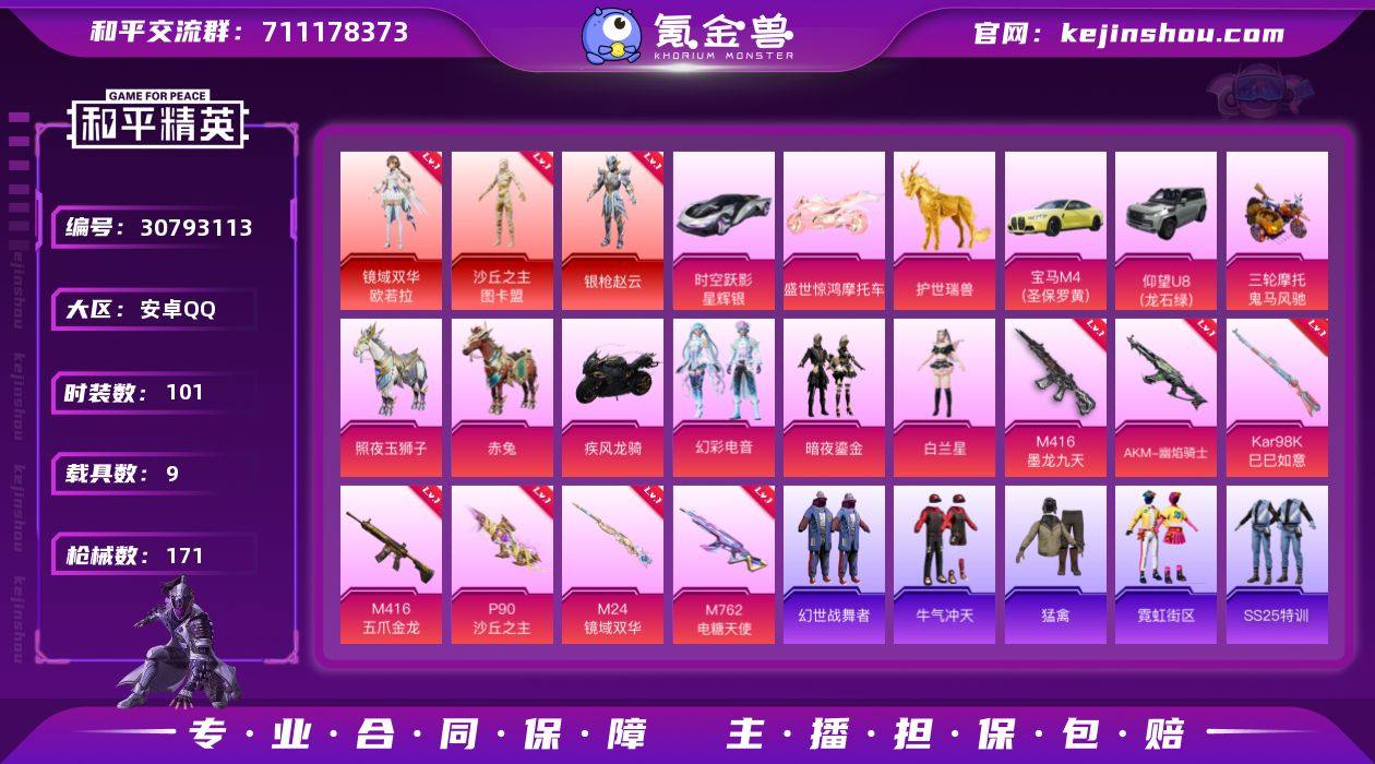 3红装 3粉装 7粉枪 9载具 101套装...