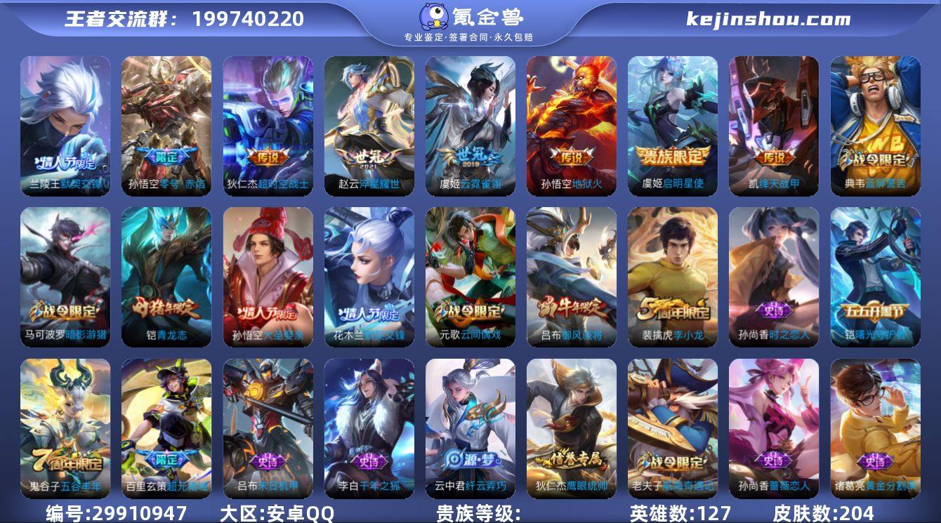 安卓Q 可二次 8传说127英雄204皮肤...