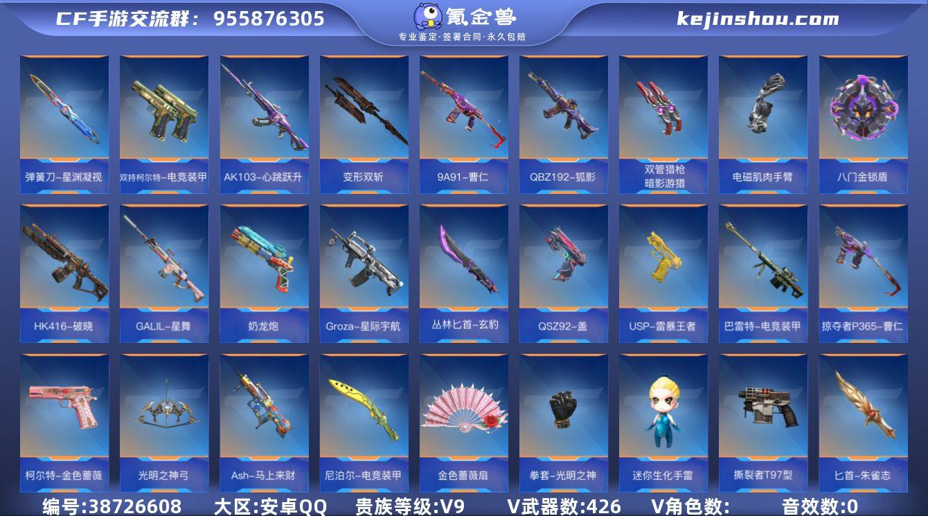 贵族等级:V9 王者武器数:45 v武器数...