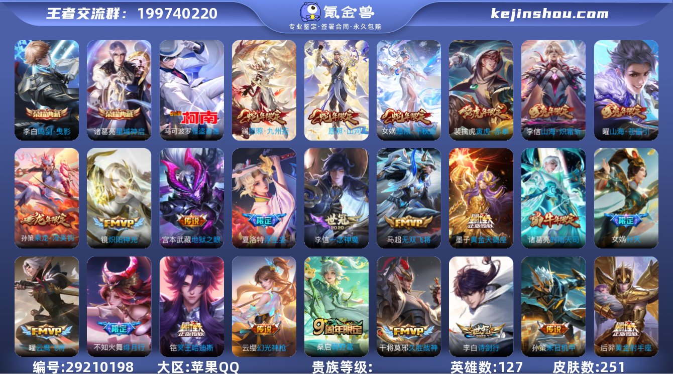 实名: 可修改 王者V8 251皮 2...