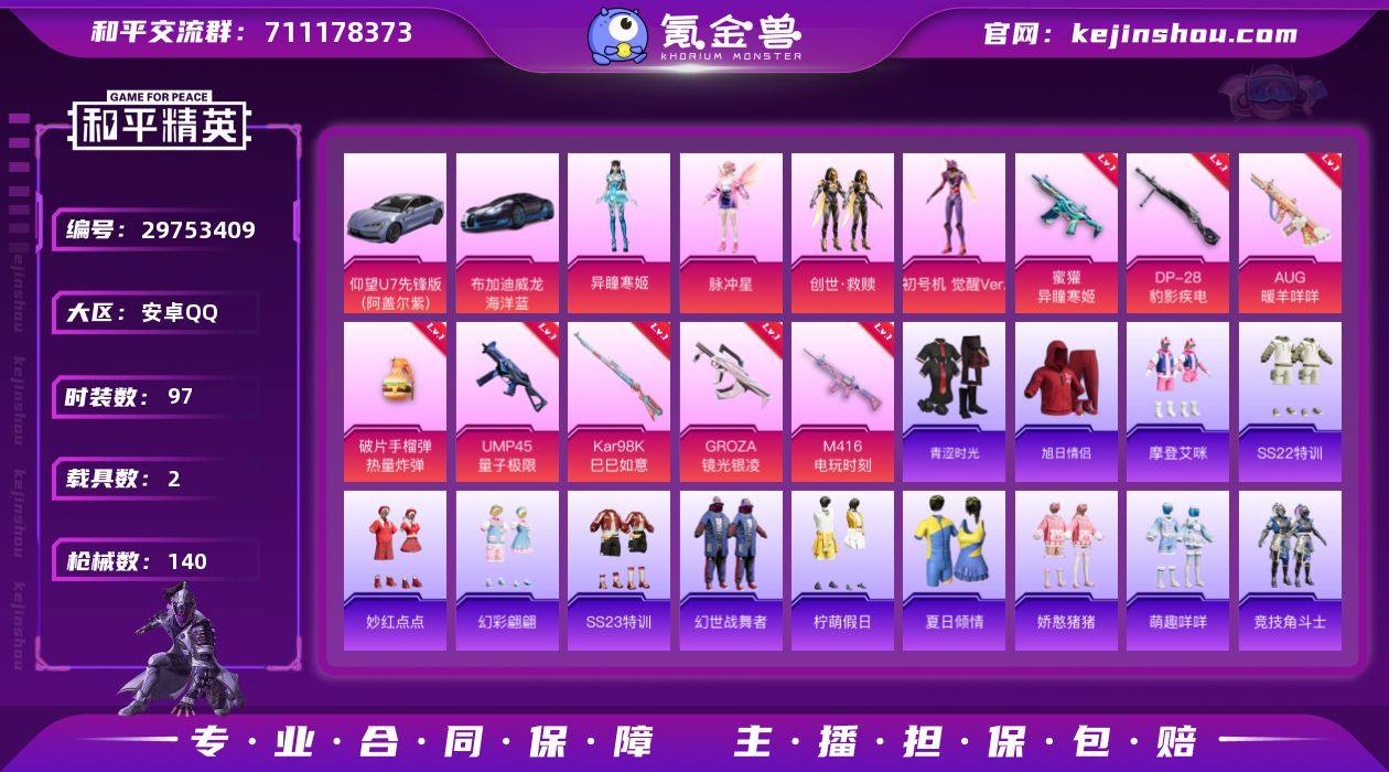 4粉装 8粉枪 2载具 2稀有装备 13印...