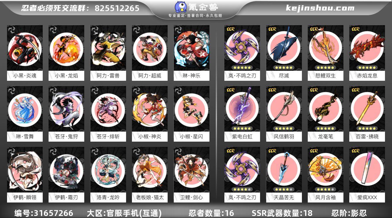 忍阶:影忍 忍者数量:16 三命阿力·超威...