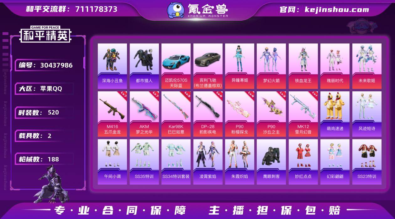 实名: 可修改 时装数: 520 载具数:...