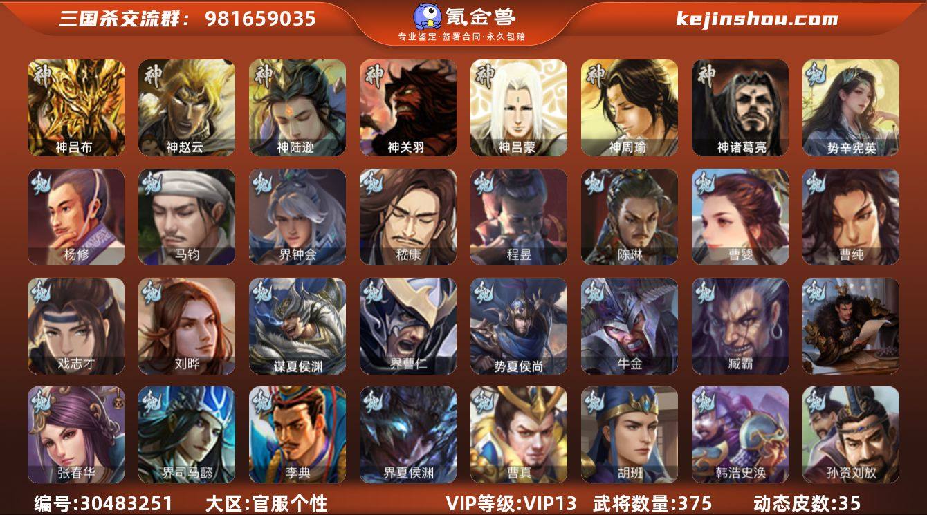 官阶:大将军；VIP等级:VIP13；史诗...