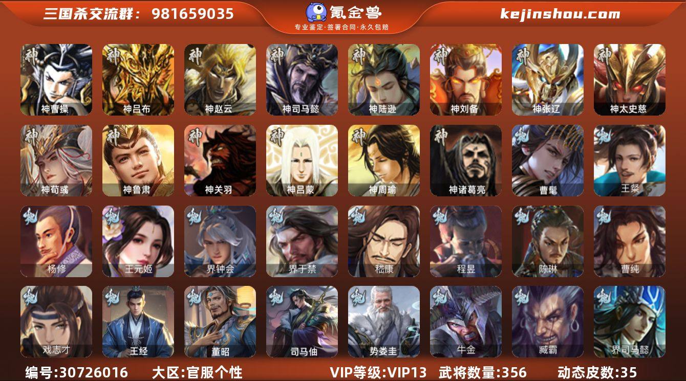 官阶:大将军；VIP等级:VIP13；史诗...