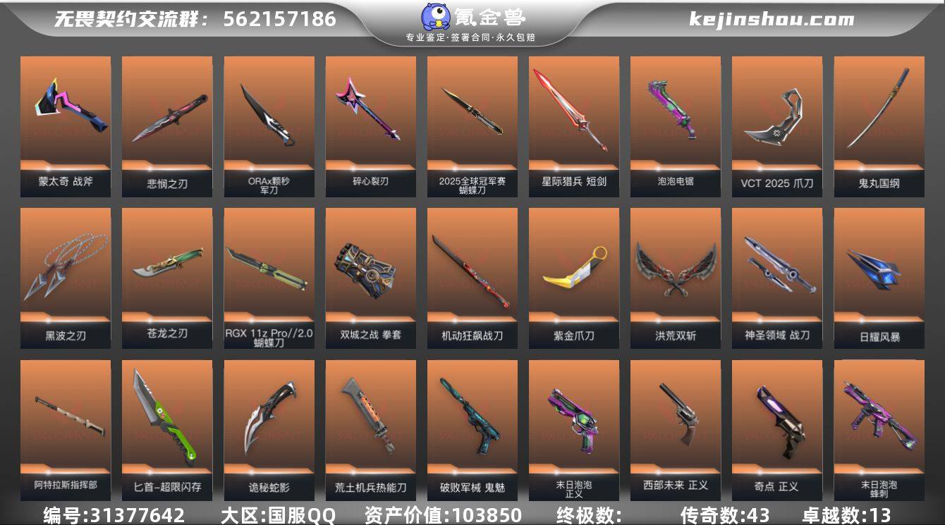 传奇数:43 卓越数:13 皮肤资产价值:...