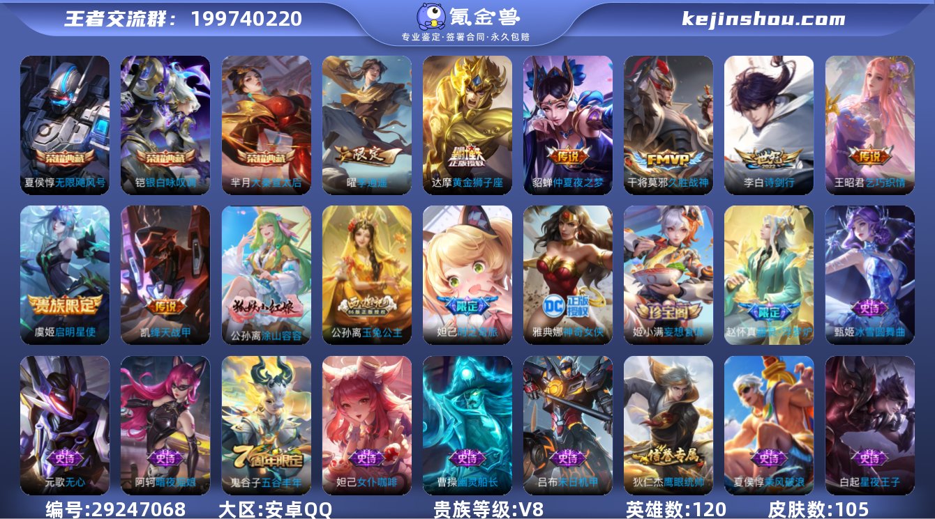 实名: 可修改 贵族等级: V8 英雄数:...