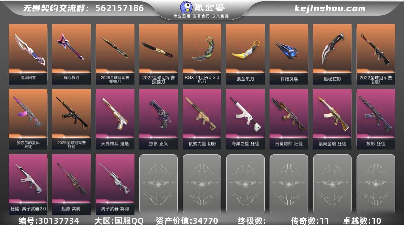 传奇数:11 卓越数:10 皮肤资产价值:...