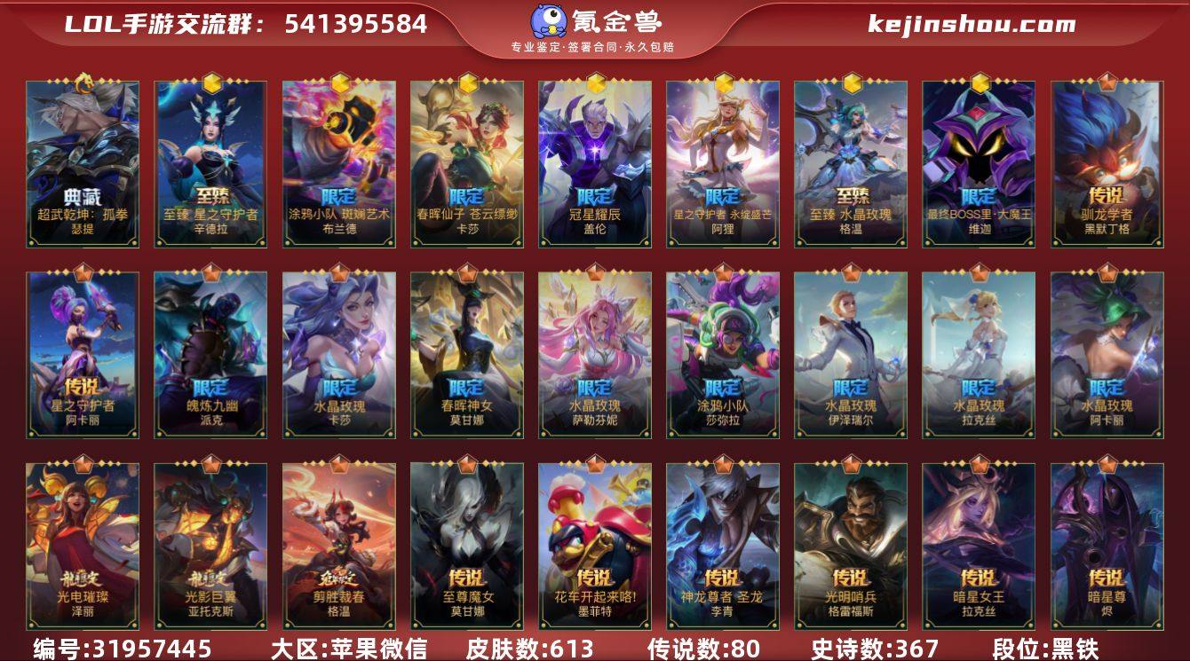 【LOLSYH338】135英雄/613皮...