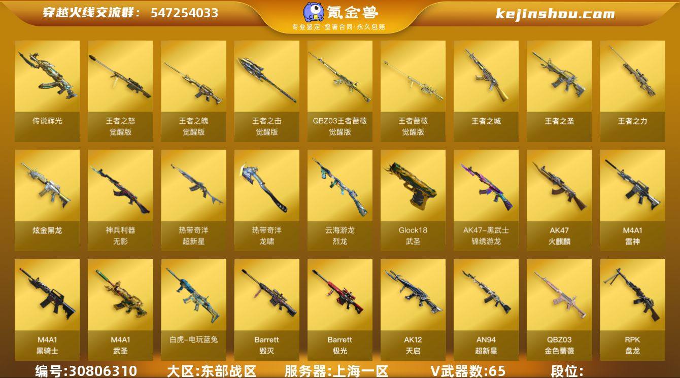 65V/102级/荣耀元首/1传说/10王...