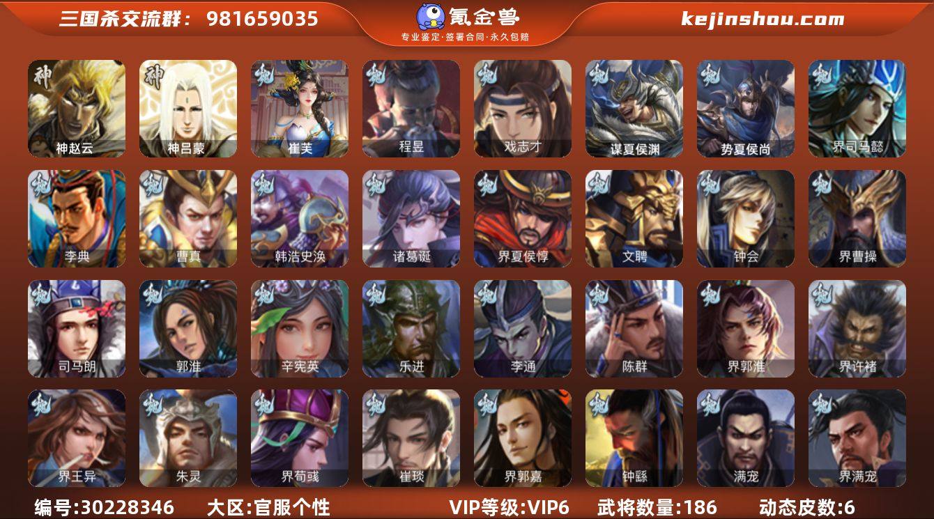 VIP等级:VIP6 官阶:中军将军 史诗...