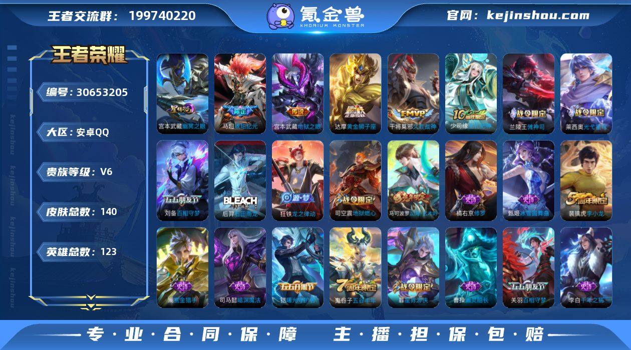 【WZ17407】贵族6/皮肤140/传说...