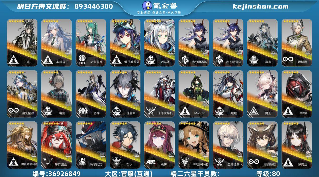 等级: 80 6星干员(限定1潜): 迷迭...